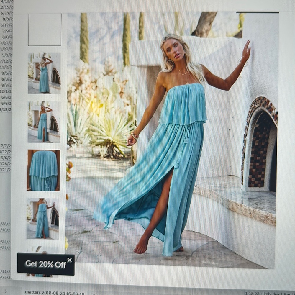 Strapless blue dress. Never worn